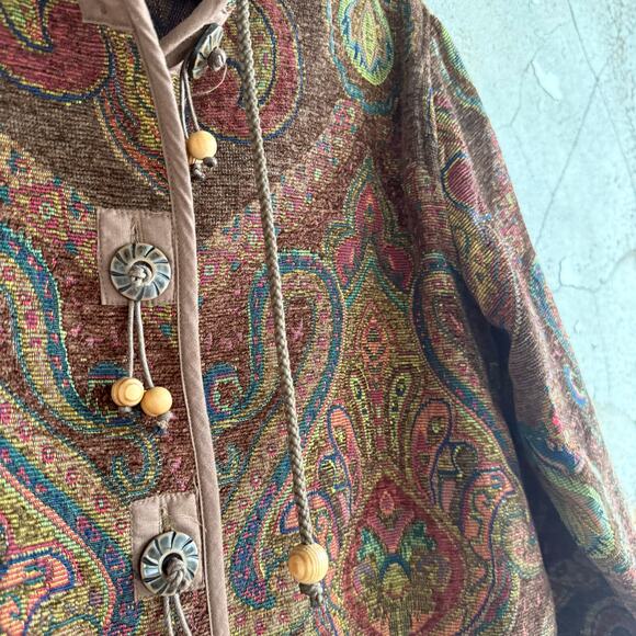 Vtg 90s Tapestry Jacket Boho Paisley Southwestern Flashback Women L Retro Blazer - Picture 4 of 8